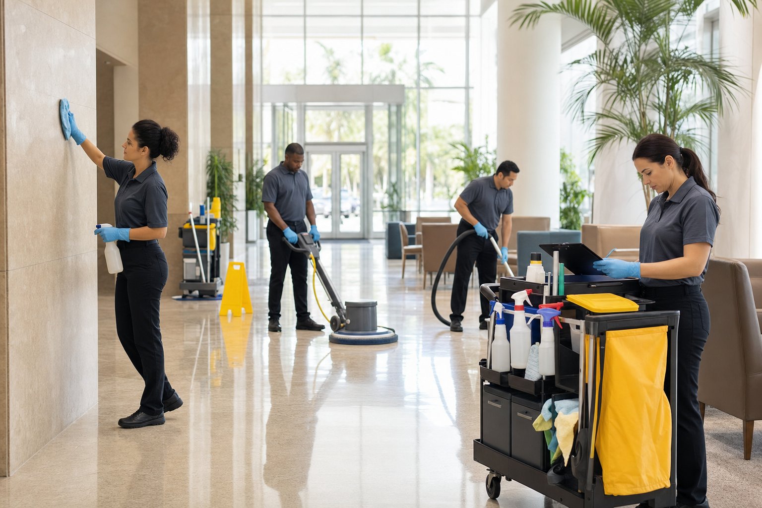 Commercial Cleaning in Miami, FL: Humidity, High-Traffic Floors, and Service Scope