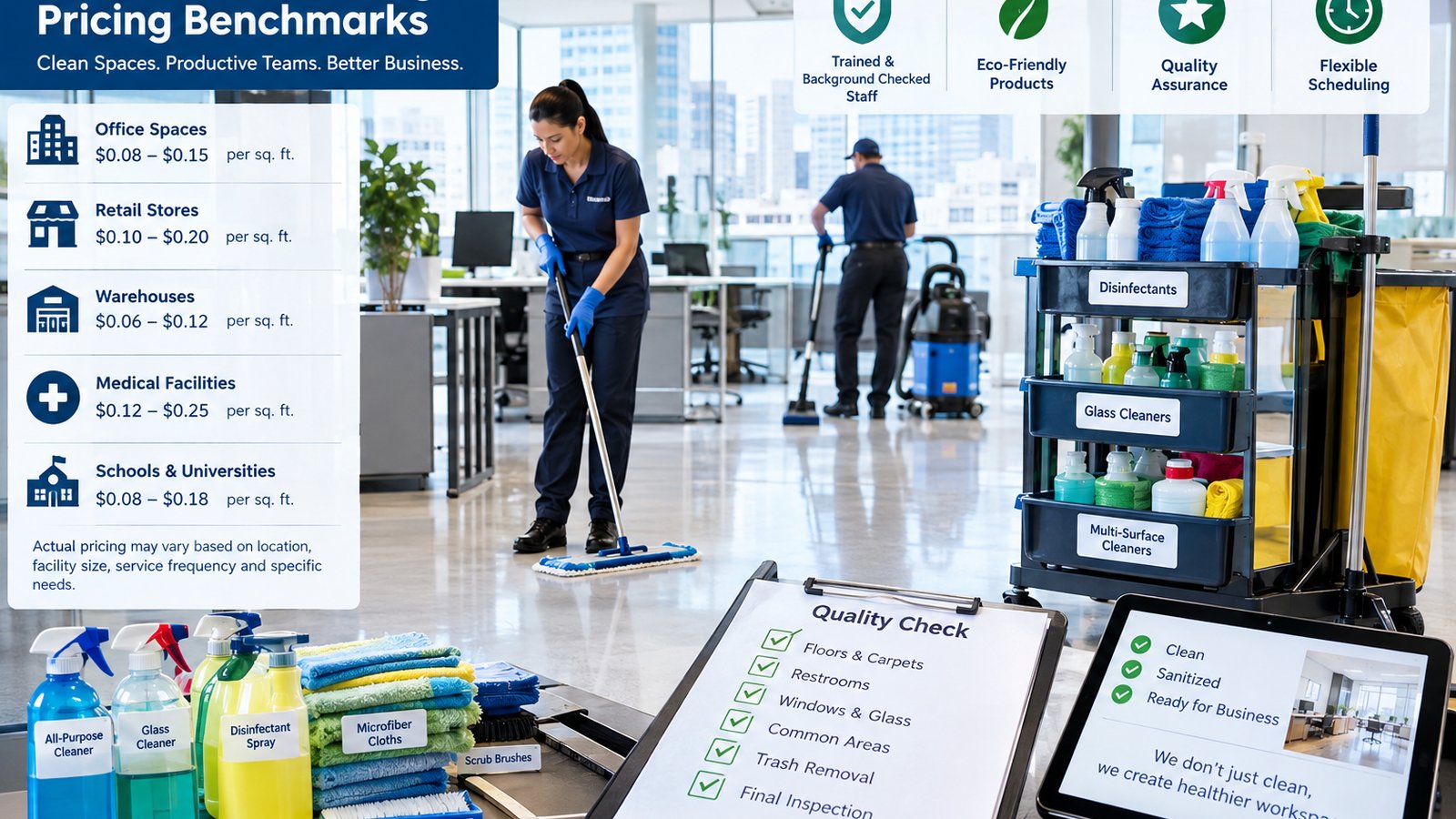 Commercial Cleaning Pricing Benchmarks: Compare Scope, Labor, and Frequency