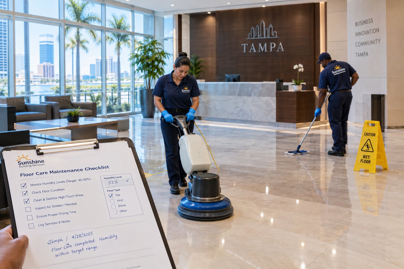 Commercial Cleaning in Tampa: Humidity, Storm Season, and Floor Care