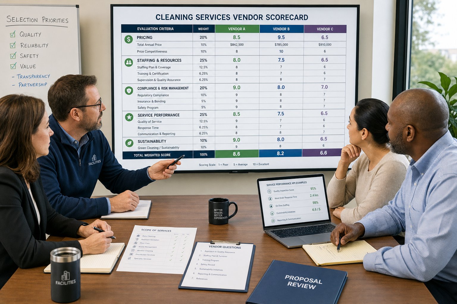 Commercial Cleaning Vendor Comparison Scorecard for Facility Managers