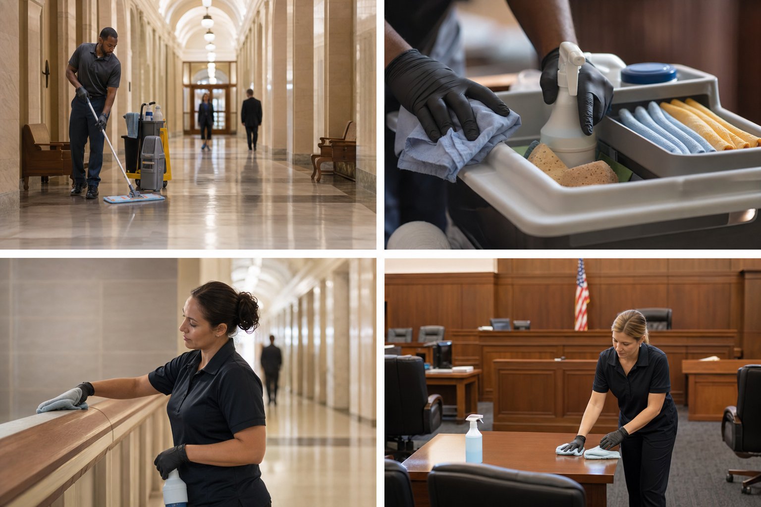 Courthouse Cleaning: Security-Sensitive Access, Public Areas, and Documentation
