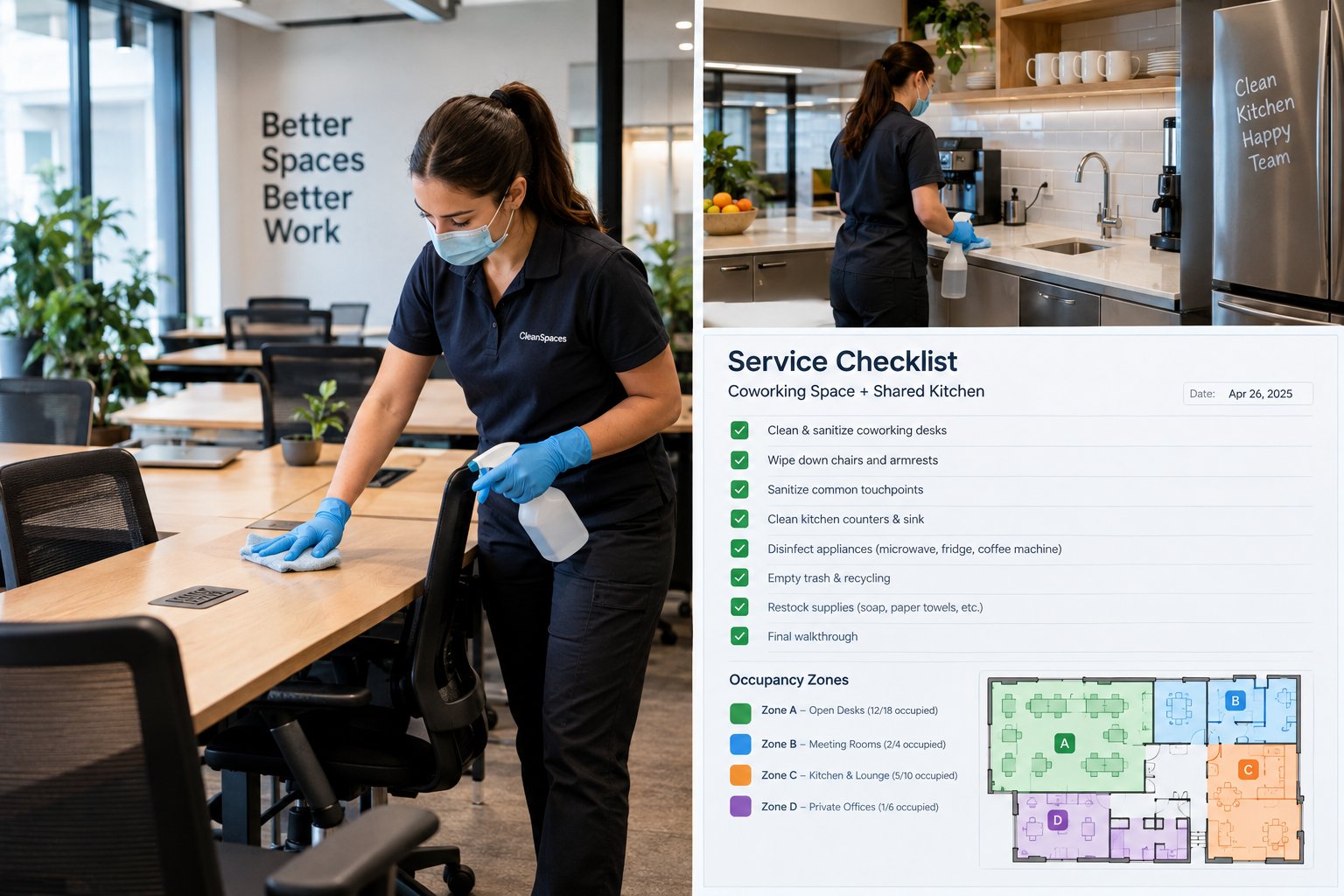 Coworking Space Cleaning Protocols: Shared Desks, Kitchens, and Touchpoints
