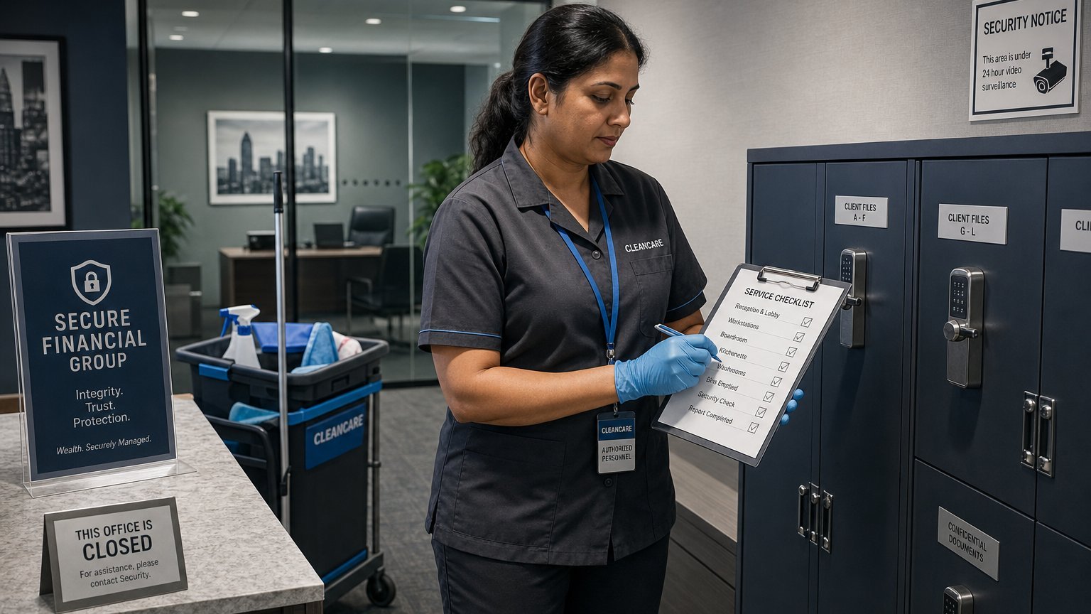 Financial Services Office Cleaning: Security, Confidentiality, and After-Hours Controls
