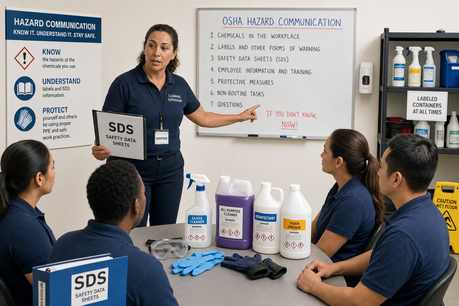 OSHA Hazard Communication for Cleaning Teams: SDS, Labels, and Training