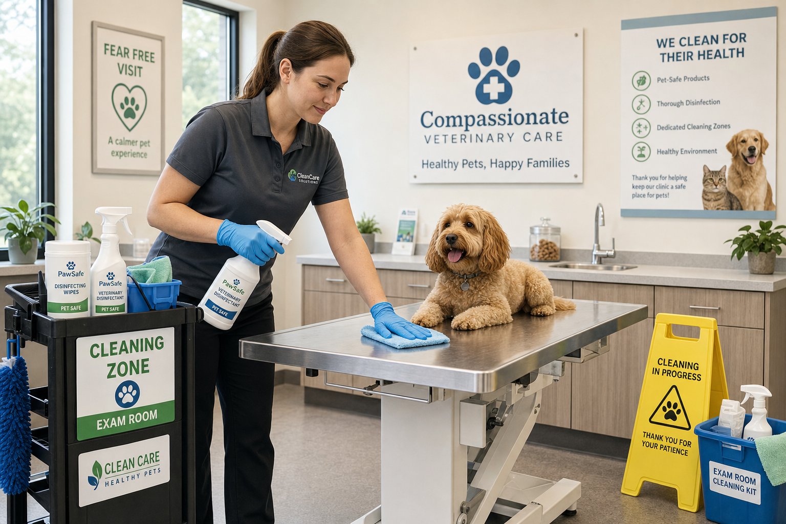 Veterinary Clinic Cleaning: Odor Control, Zoning, and High-Touch Disinfection