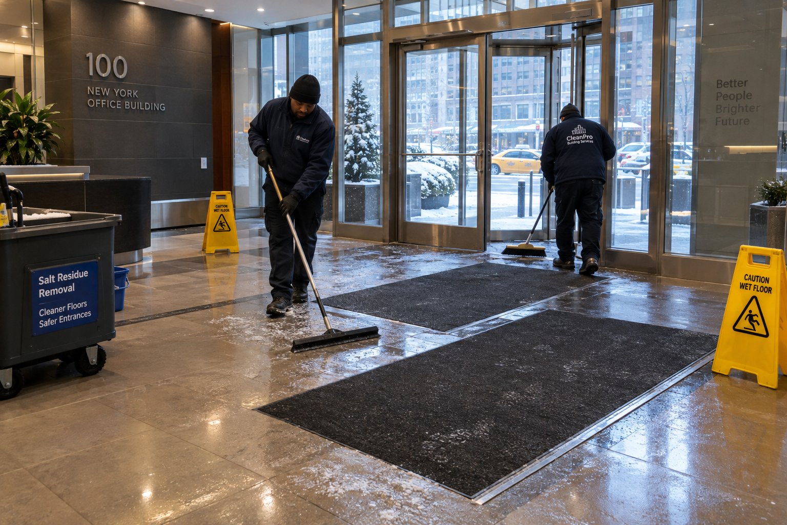 Winter Salt and Snow Floor Care for NYC Commercial Buildings